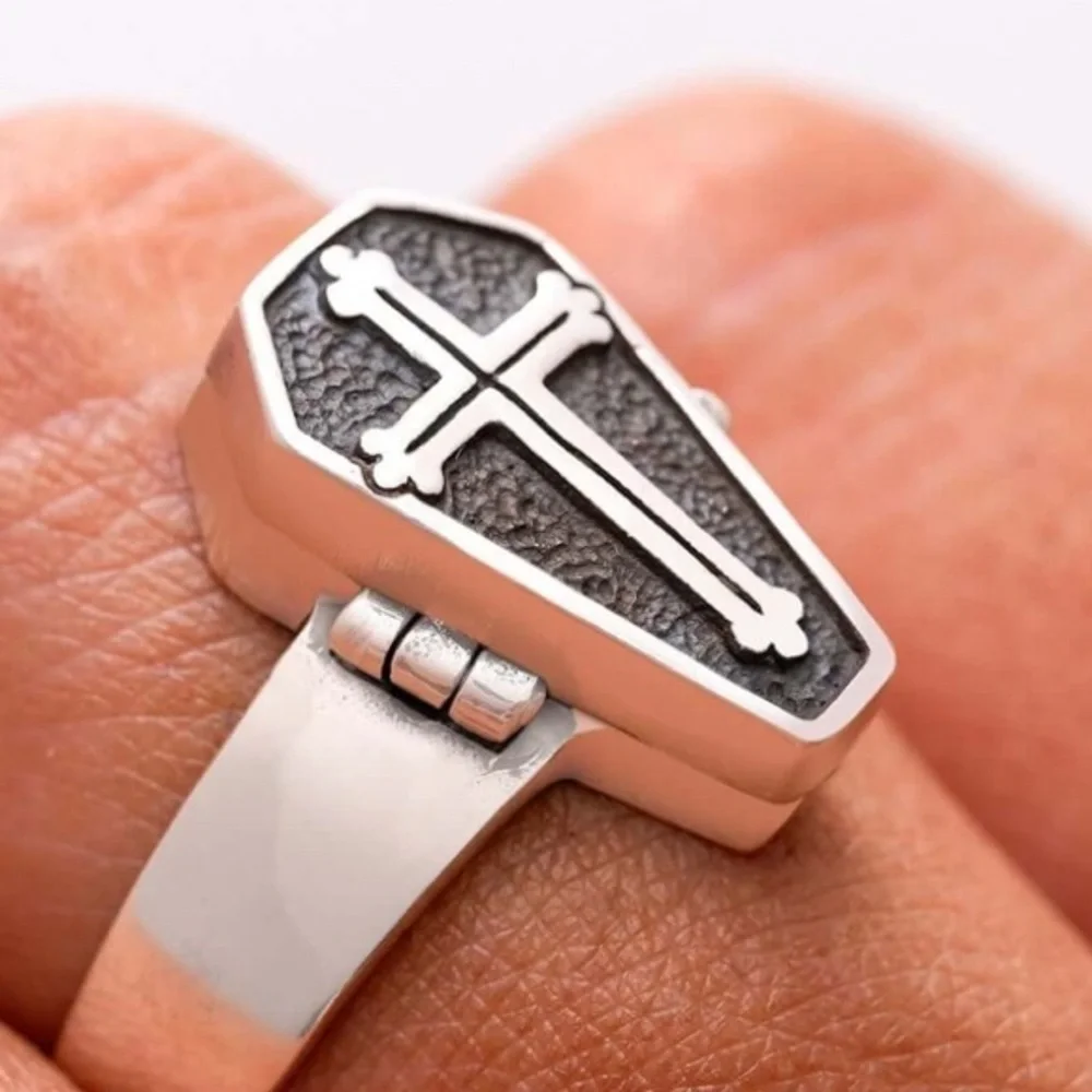 sterling silver coffin, design poison ring